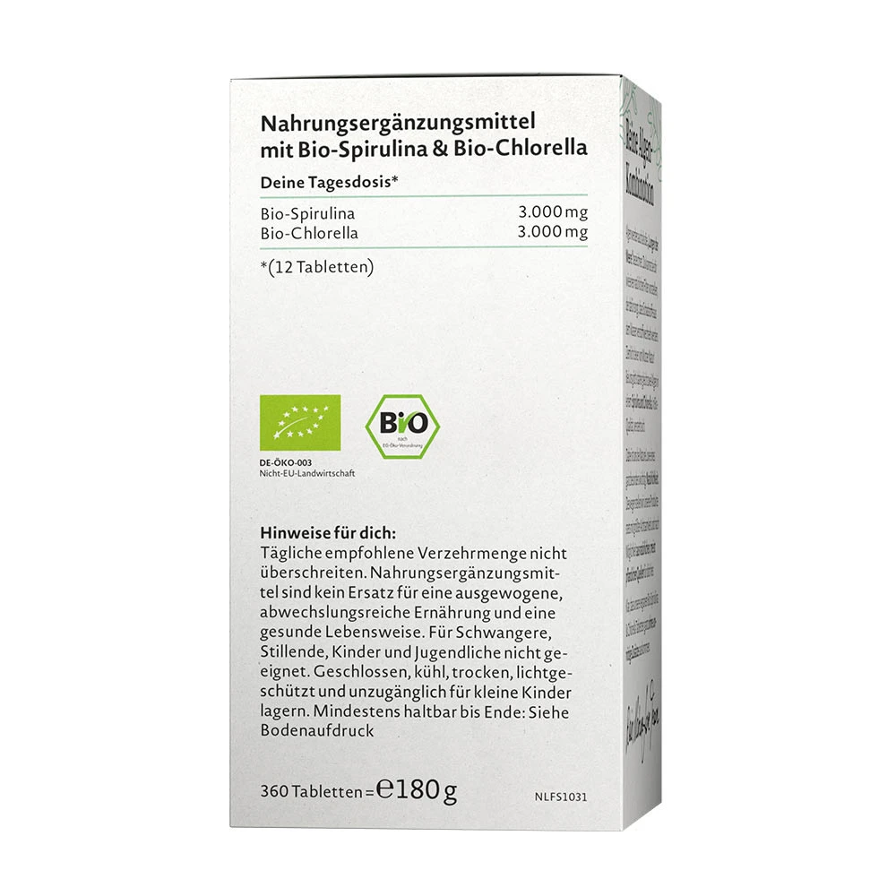 Nature Love - Organska spirulina in klorela, 360 tablet - slika 2