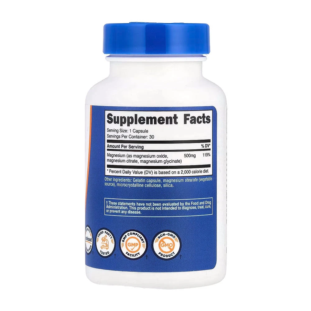 Nutricost - Kompleks magnezija 500 mg, 30 kapsul - slika 2