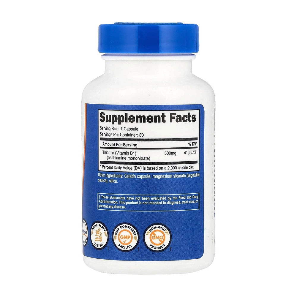 Nutricost - Vitamin B1 Tiamin 500 mg, 30 kapsul - slika 2