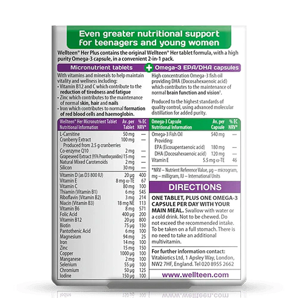 Vitabiotics - Wellteen Her Plus, 56 tablet - slika 2